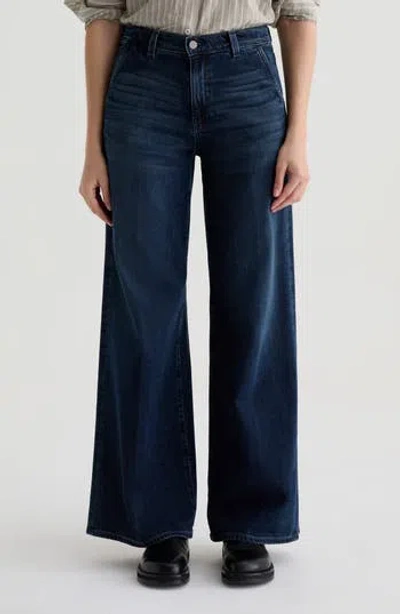 Ag Stella Mid Rise Wide Leg Palazzo Jeans In Blue