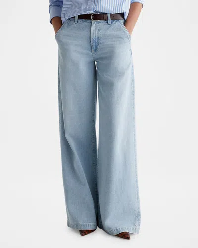 Ag Stella Mid Rise Wide Leg Palazzo Jeans In Blue