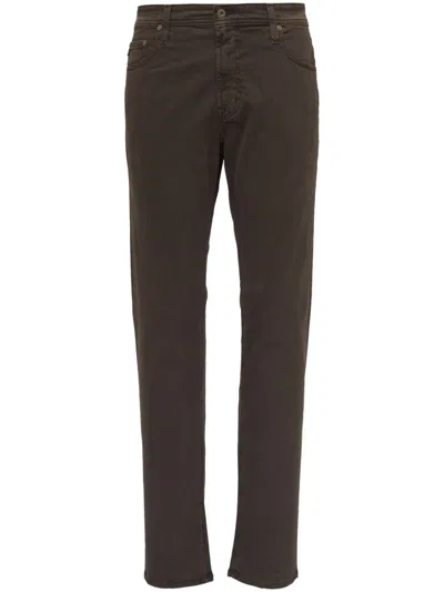 Ag Straight-leg Trousers In Brown