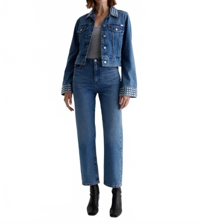 Ag Studded Isa Cropped Trucker Jacket In Angeleno In Blue