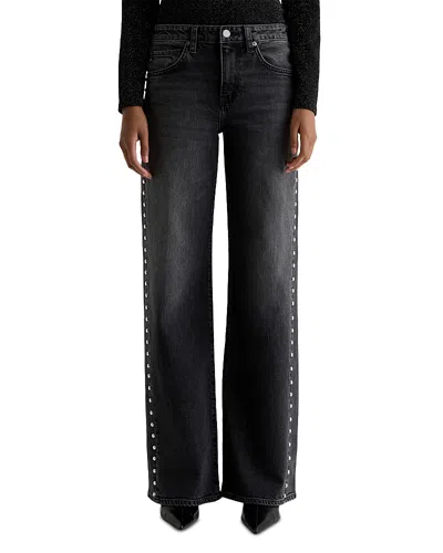 AG STUDDED LOW RISE WIDE LEG JEANS IN IMMENSITY