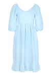Ag Studio Baby Blue Linen Dress With Frill