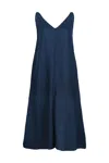 Ag Studio Navy Blue V-collar Linen Dress