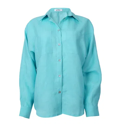 Ag Studio Neon Blue Linen Shirt