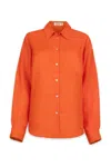 Ag Studio Neon Orange Linen Shirt
