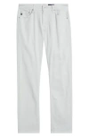 Ag Everett Sueded Stretch Sateen Slim Straight Leg Pants In Silver Fog
