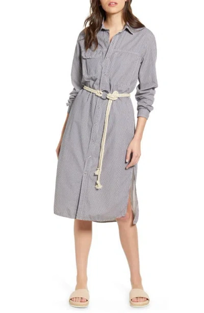 Ag Taylor Long Sleeve Midi Shirtdress In Carlisle Stripe
