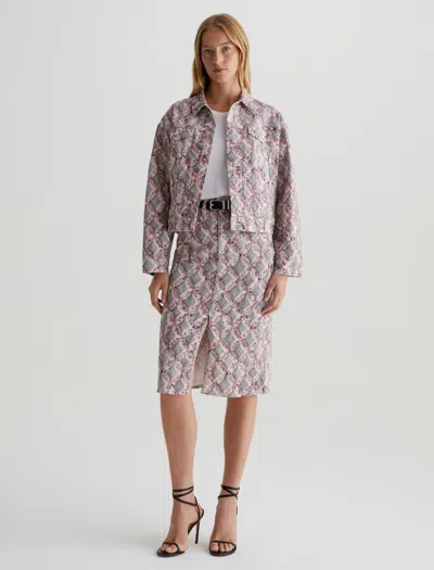 Ag Tefi Skirt In Diamond Fray Big Pink