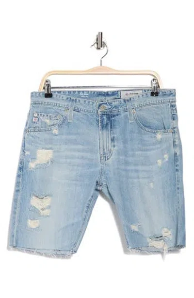 Ag Tellis Distressed Modern Slim Denim Shorts In Blue