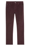 Ag Tellis Slim Fit Corduroy Pants In Burgundy