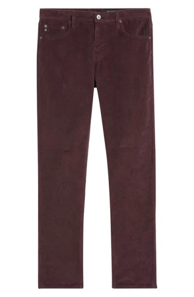 Ag Tellis Slim Fit Corduroy Pants In Burgundy