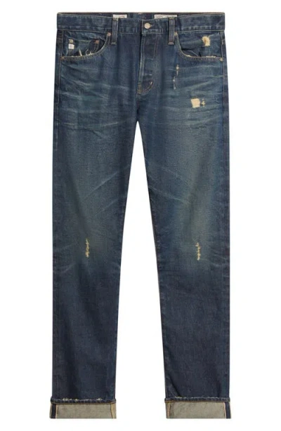 Ag Tellis Slim Herite Rigid Red Line Selvedge Jeans In Blue