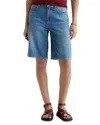Ag Thalia Denim Bermuda Shorts In Blue