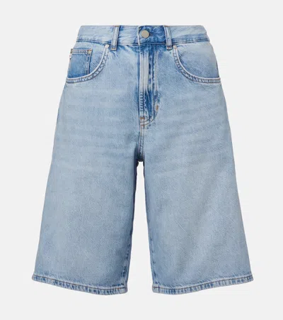 Ag Thalia Mid-rise Denim Bermuda Shorts In Blue