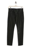 Ag The Farrah High Rise Ankle Skinny Leather Panel Denim Pants In Luminous Dk Armory Green