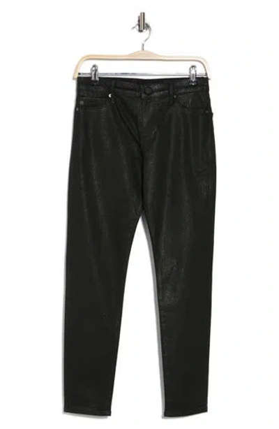 Ag The Farrah High Rise Ankle Skinny Leather Panel Denim Pants In Luminous Dk Armory Green