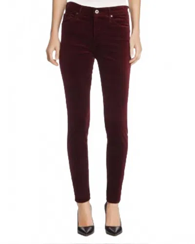 Ag The Farrah Skinny Ankle Pants In Overcast Velvet In Brown