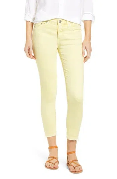 Ag The Prima Mid Rise Crop Raw Release Hem Cigarette Jeans In Yellow