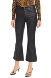 Ag The Quinne Coated High Waist Crop Flare Jeans In Black