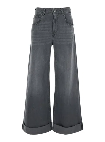AG GREY JEANS WITH BELT LOOPS AND LOGO PATCH ON THE BACK IN DENIM WOMAN