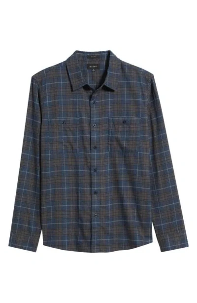 Ag Wayne Plaid Button-up Work Shirt In Blue
