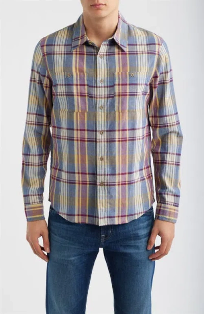 Ag Wayne Plaid Button-up Work Shirt In Blue