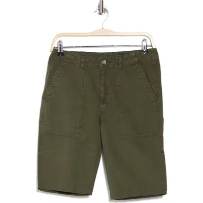Ag Wes Cotton & Linen Shorts In Sulfur Desert Pine