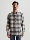 Ag Wesley Button-up Shirt In Shadow Plaid Dark Grey Multi