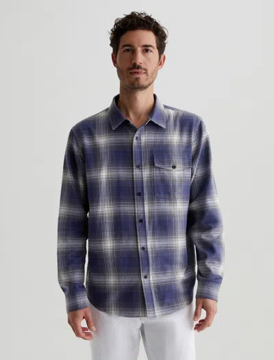 Ag Wesley Shirt In Shadow Plaid Navy Multi