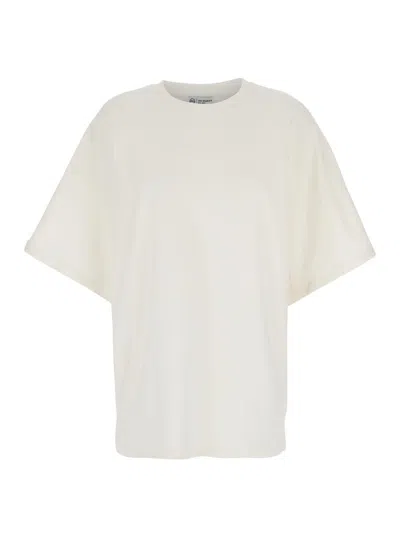 Ag White Crewneck T-shirt With Logo Printed On The Back In Cotton Woman
