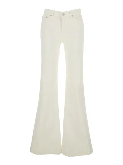 Ag White Jeans With Back Logo Patch In Cotton Woman In Neutral