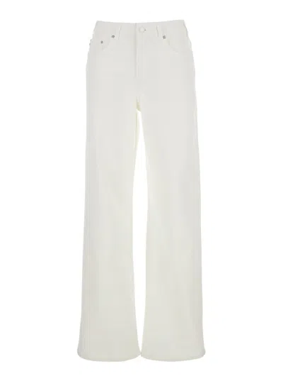 AG WHITE JEANS WITH BELT LOOPS AND LOGO PATCH ON THE REAR IN DENIM WOMAN