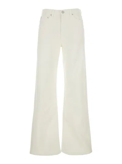 Ag White Jeans With Belt Loops And Logo Patch On The Rear In Denim Woman