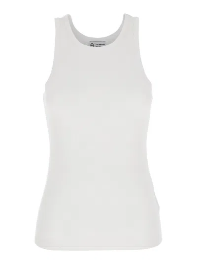 Ag White Top With Logo Printed On The Back In Modal Blend Woman
