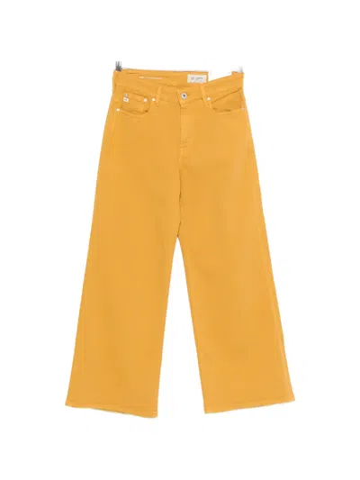 Ag Wide Leg Crop Jeans In Yellow