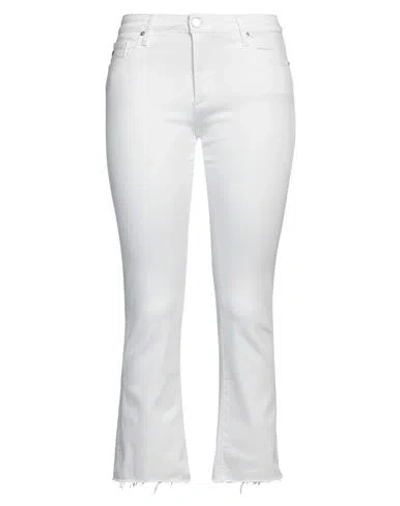 Ag Woman Denim Cropped White Size 28 Cotton, Viscose, Polyester, Elastane