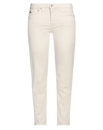 Ag Jeans Woman Jeans Cream Size 28 Cotton, Polyester, Elastane In White
