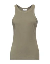 Ag Jeans Woman Tank Top Military Green Size L Cotton, Viscose, Elastane