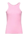 Ag Jeans Woman Tank Top Pink Size Xl Cotton, Viscose, Elastane