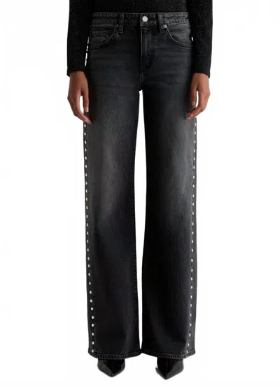 Ag Adria Low Rise Wide Jeans In Black
