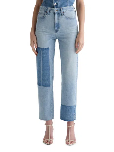 Ag Women's Brinley Patchwork High-rise Straight-leg Crop Jeans