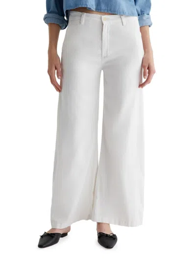 Ag Women's Caden Twill Wide-leg Chino Pants In White