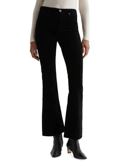 Ag Women's Farrah Stretch-velvet High-rise Boot-cut Pants In Black