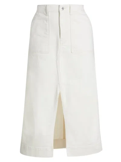 Ag Women's Lana Denim Midi-skirt In White