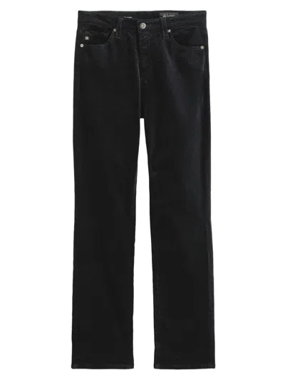 Ag Women's Mari Stretch-velvet Mid-rise Slim-straight Jeans In Black