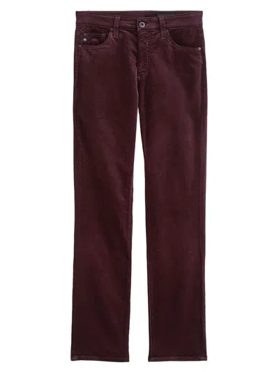 Ag Mari High Rise Slim Straight Vinte Inspired Jeans In Bordeaux Rouge In Brown