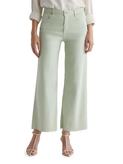 Ag Saige High Rise Wide Leg Crop Jeans In Pistachio