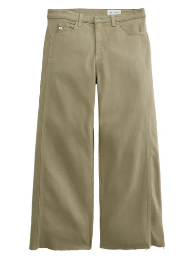 Ag Saige Mid-rise Fit Wide Leg Crop Jean In Dusty Se In Green