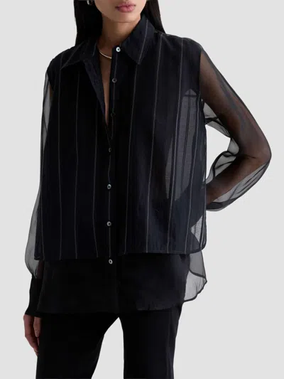 Ag Women's Sawtelle Pinstripe Cotton-silk Shirt