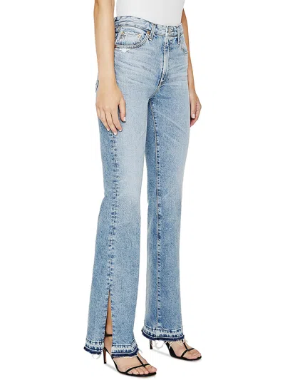 Ag Womens High Rise Light Wash Flare Jeans In Blue